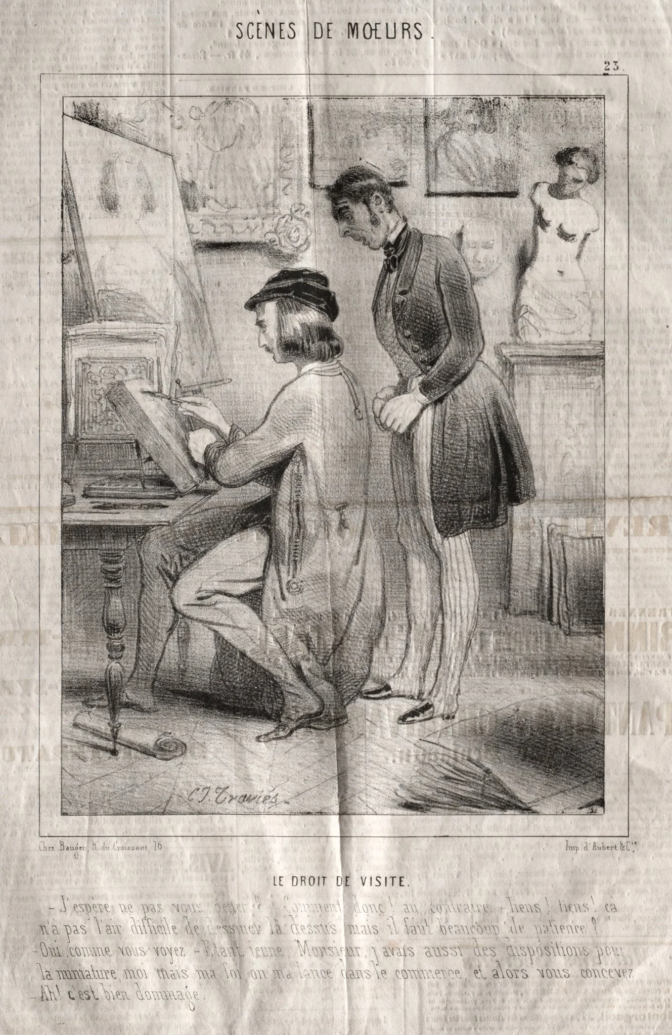Scènes de moeurs: La Droit de visite. J'espère ne pas vous gener?..., detail
