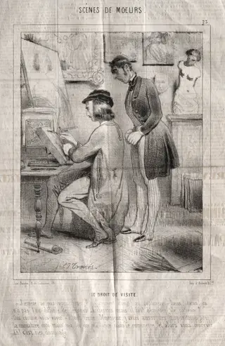 Scènes de moeurs:  La Droit de visite.  J'espère ne pas vous gener?..., by Charles Joseph Traviès de Villers, 1838
