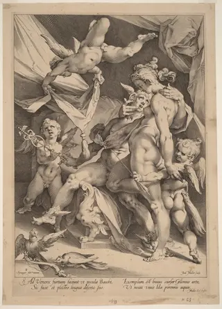 Venus and Mercury, by Jan Muller, ink, 1600