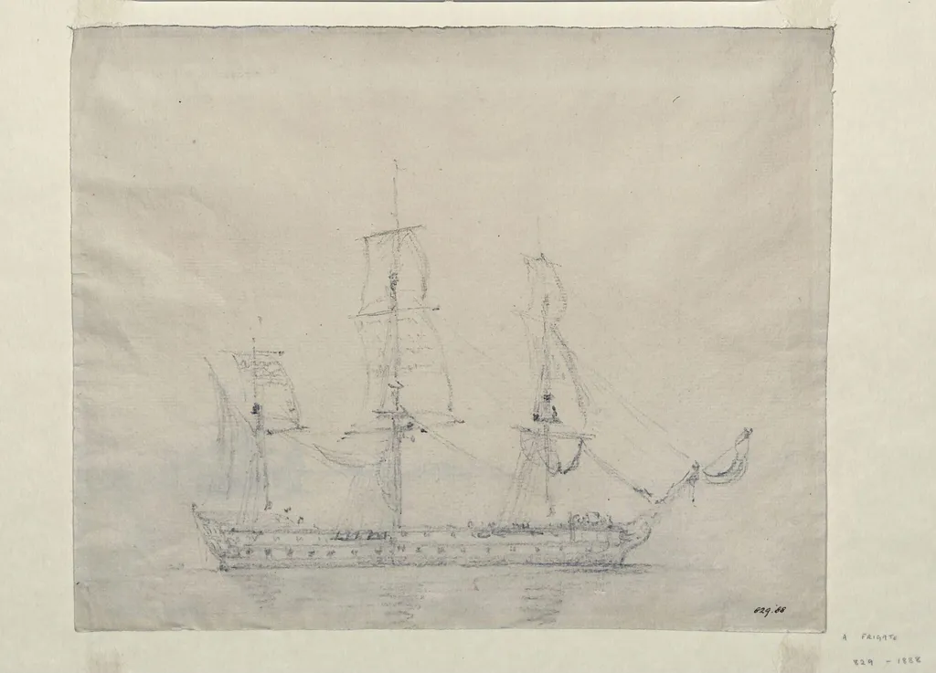 A man-of-war, by John Constable, watercolor, 1803
