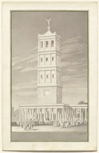 Campanile of a Cathedral for Berlin, by Karl Friedrich Schinkel, ink, 1831