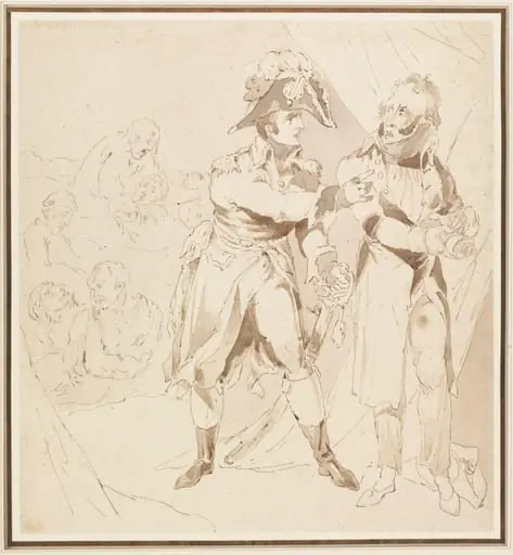 Buonaparte Ordering Five Hundred & Eighty of his wounded Soldiers to be poisoned at Jaffa, by Robert Ker, Sir Porter, watercolor, 1803