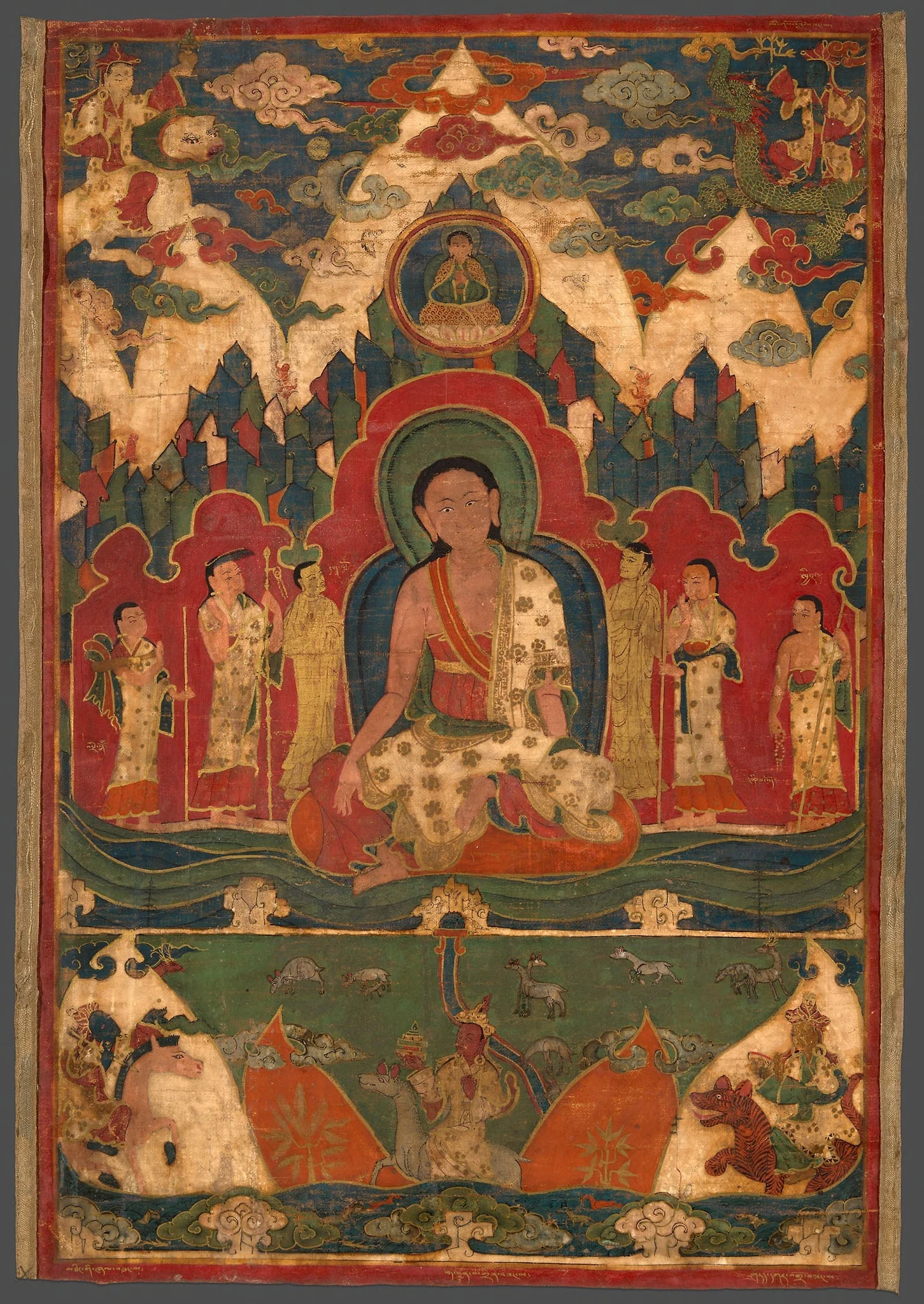 Painted Banner (Thangka) of Milarepa on Mount Kailasha, detail