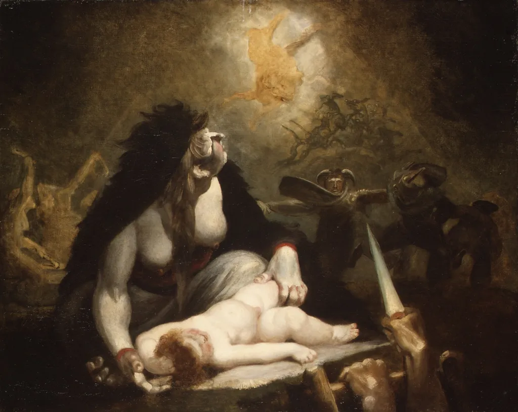 The Night-Hag Visiting Lapland Witches, by Henry Fuseli, oil, 1798