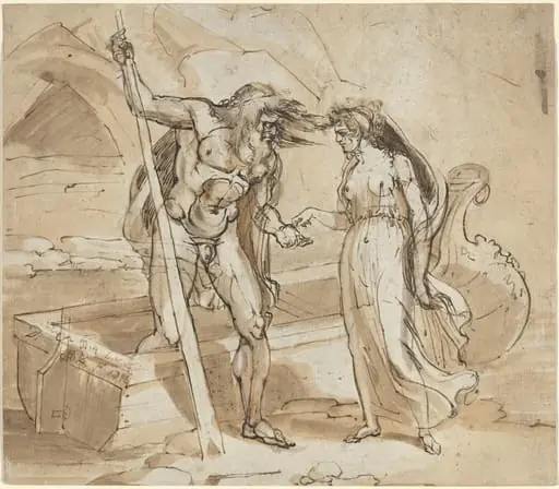 Psyche Giving Her Coin to Charon, by Henry Tresham, chalk, 1796