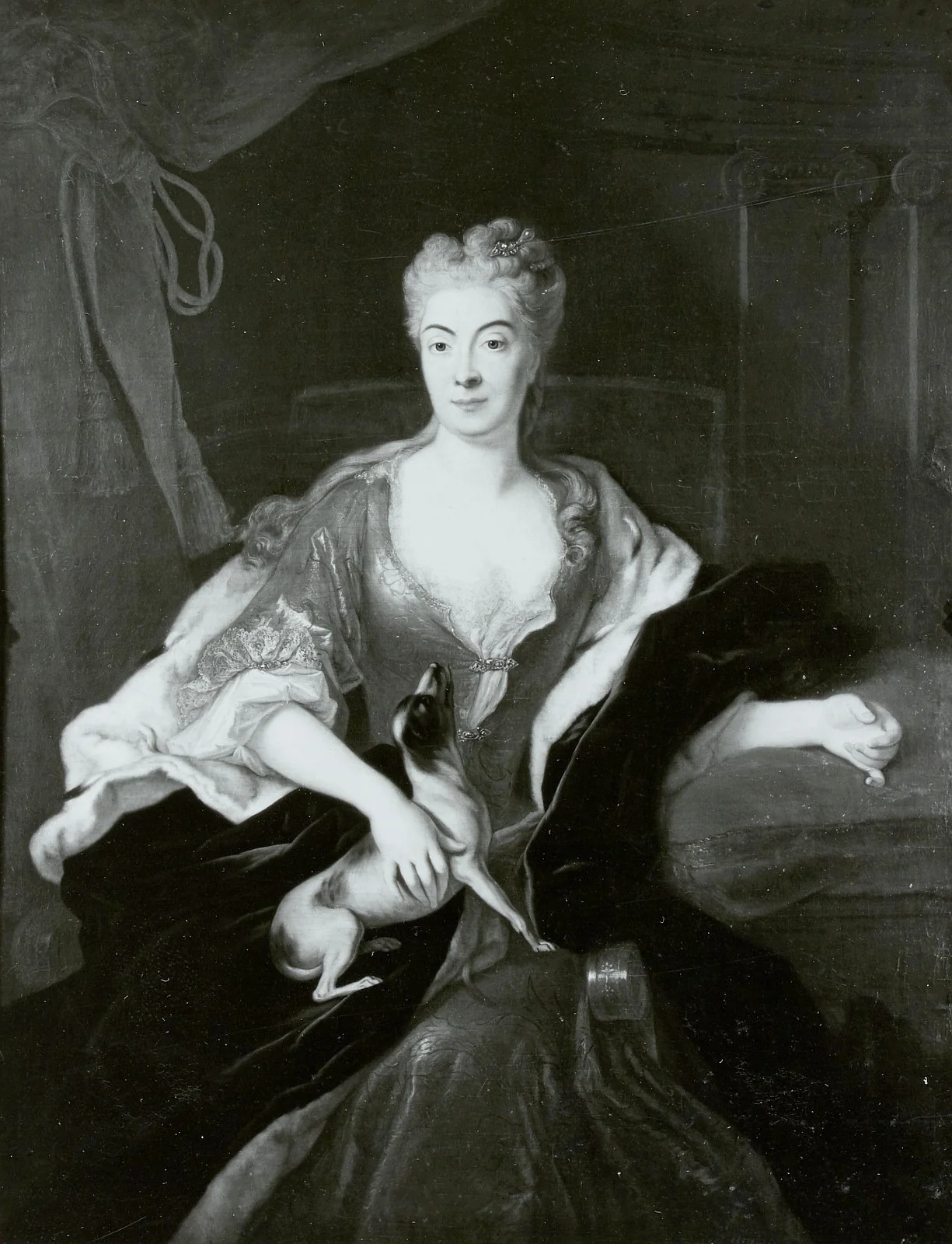 Ursula Katharina Fürstin von Lubomirska (1680-1743) mit Schoßhündchen, detail