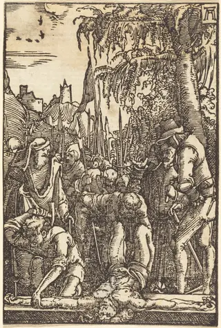 Christ Nailed to the Cross, by Albrecht Altdorfer, ink, 1513