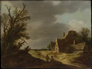 Sandy Road with a Farmhouse, by Jan van Goyen, oil, 1627