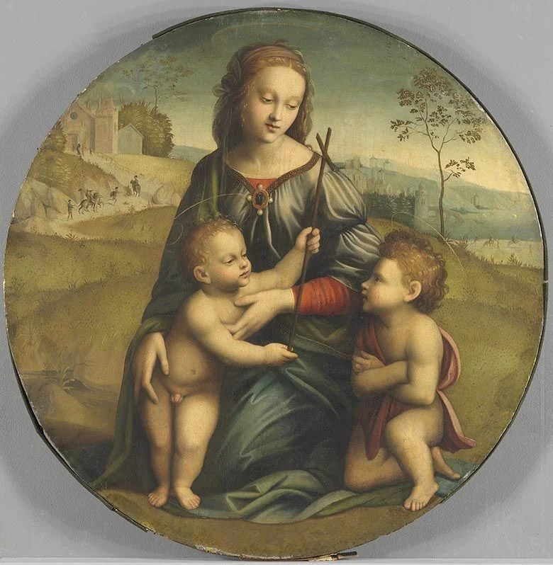 Virgin with child and little John, detail