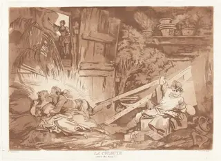 La Culbute (The Tumble), by François-Philippe Charpentier, ink, 1766