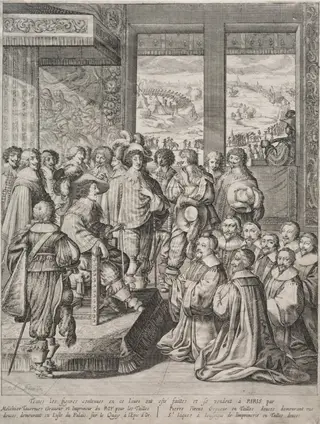Louis XIII Receiving a Deputation of Magistrates, by Abraham Bosse, 1630