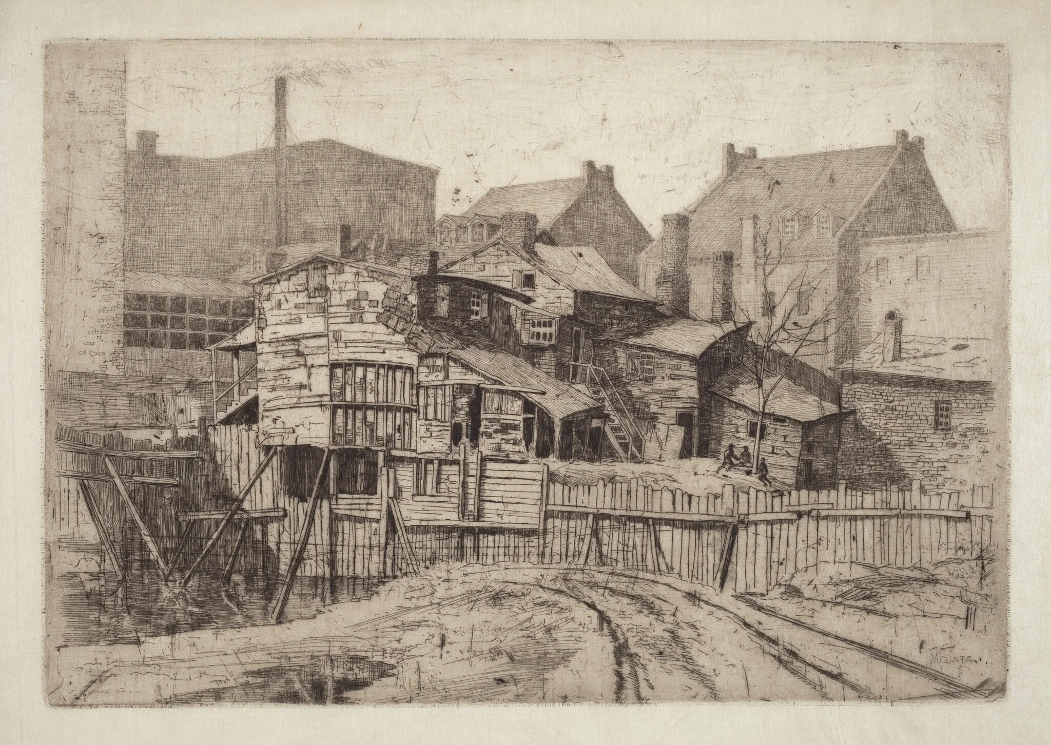 Untitled (Wooden House in City), detail