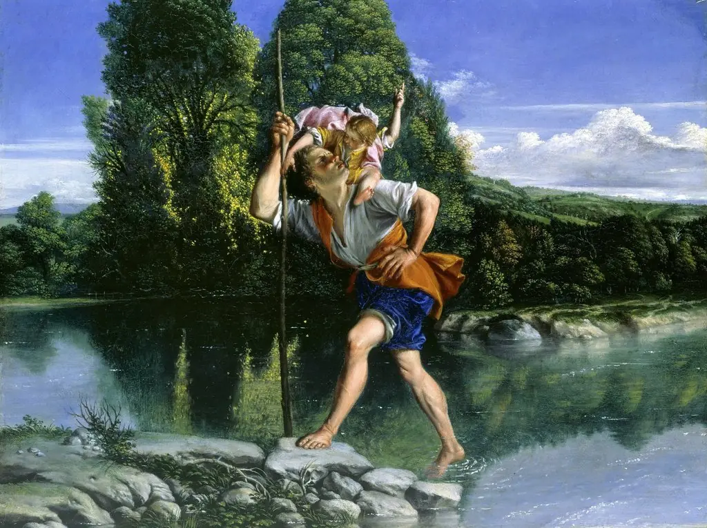 Landscape with St Christopher, by Orazio Gentileschi, oil, 1620
