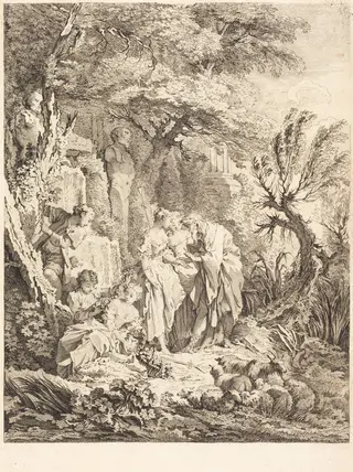 La Bonne Aventure, by Pierre-Alexandre Aveline, ink, 1738