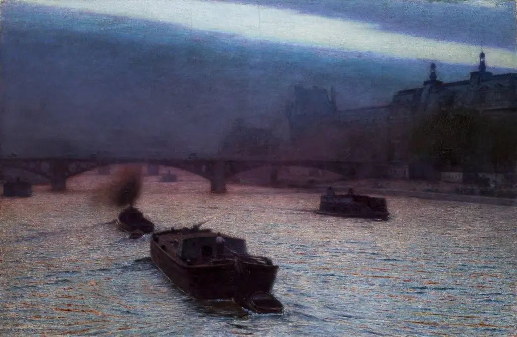 Evening on the Seine, by Aleksander Gierymski, oil, 1897