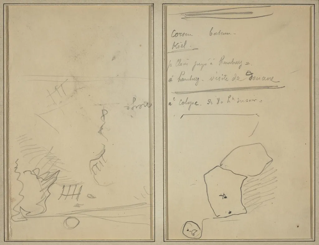 Head of a Monkey; Inventory of Bottles and Beverages [verso], by Paul Gauguin, ink, 1886