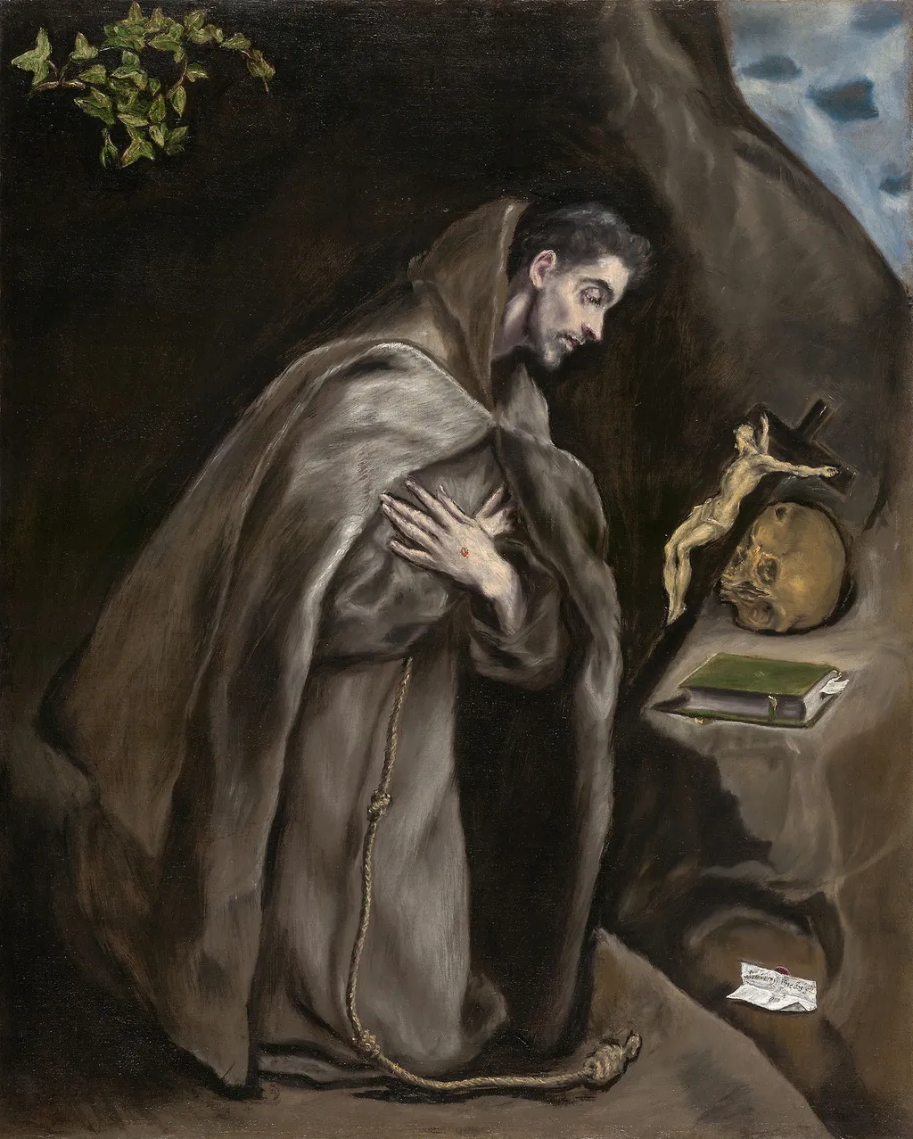 Saint Francis Kneeling in Meditation, by El Greco, oil, 1599