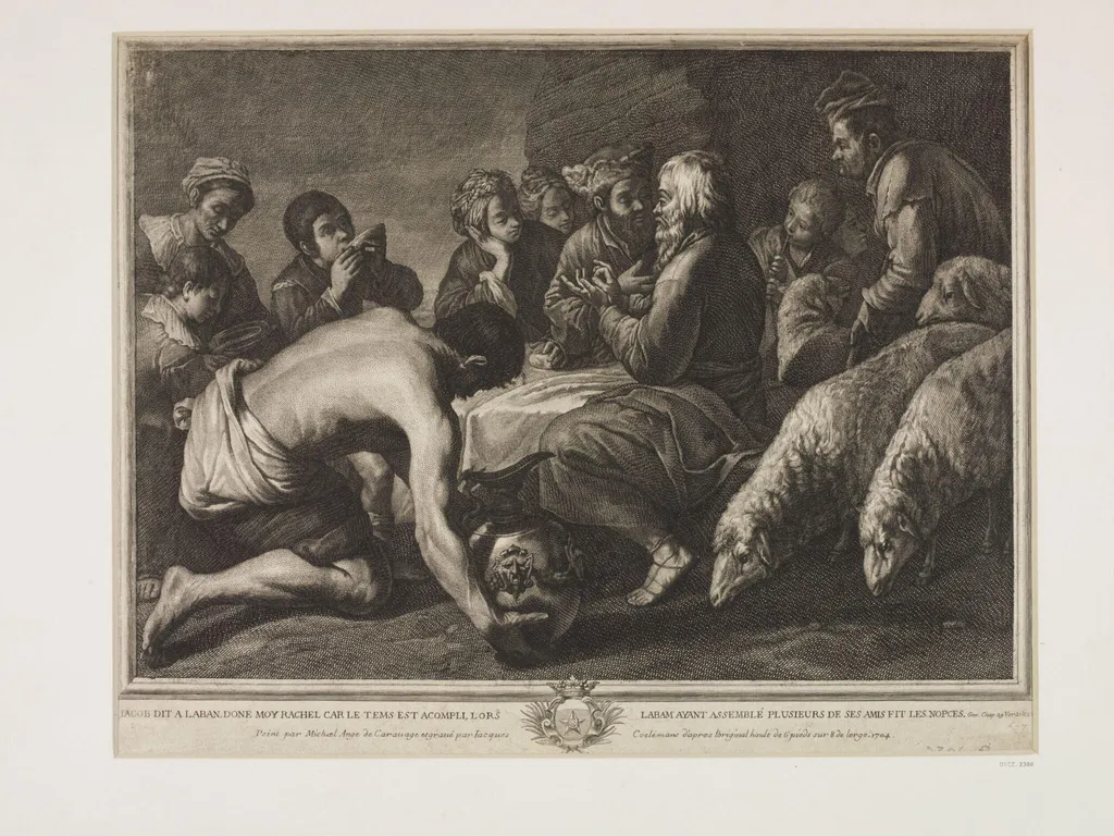 Laban giving his Daughter Rachel to Jacob, by Jacobus Coelemans