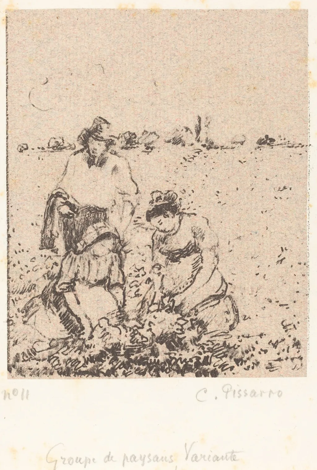 Groupe de paysans (Group of Peasants), by Camille Pissarro, ink, 1899