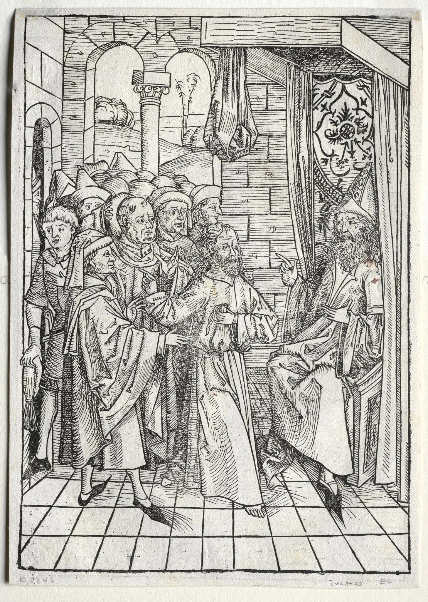 Der Schatzbehalter: Christ before Caiaphas (verso), detail