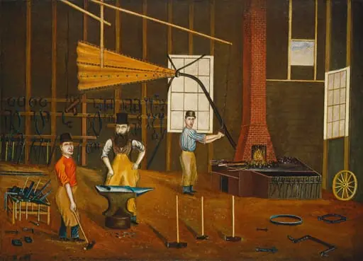 Blacksmith Shop, by Francis A. Beckett, oil, 1880