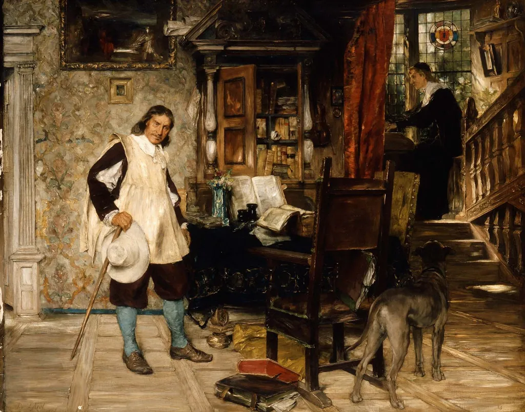 Oliver Cromwell of Ely Visits Mr. John Milton, by David Dalhoff Neal, oil, 1892