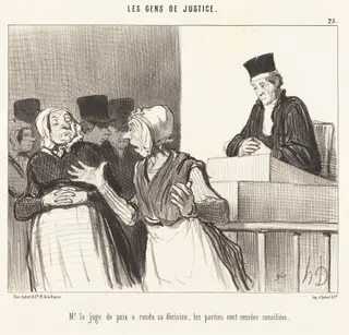 Mr. le Juge de paix a rendu sa décision..., by Honoré Daumier, ink, 1846