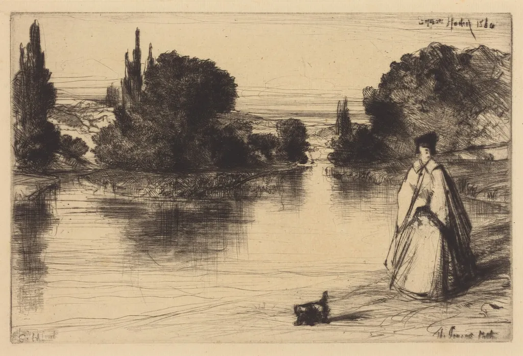 The Towing Path, by Francis Seymour Haden, ink, 1864