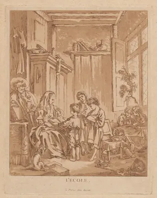 L’École (The School), by François-Philippe Charpentier, ink, 1766
