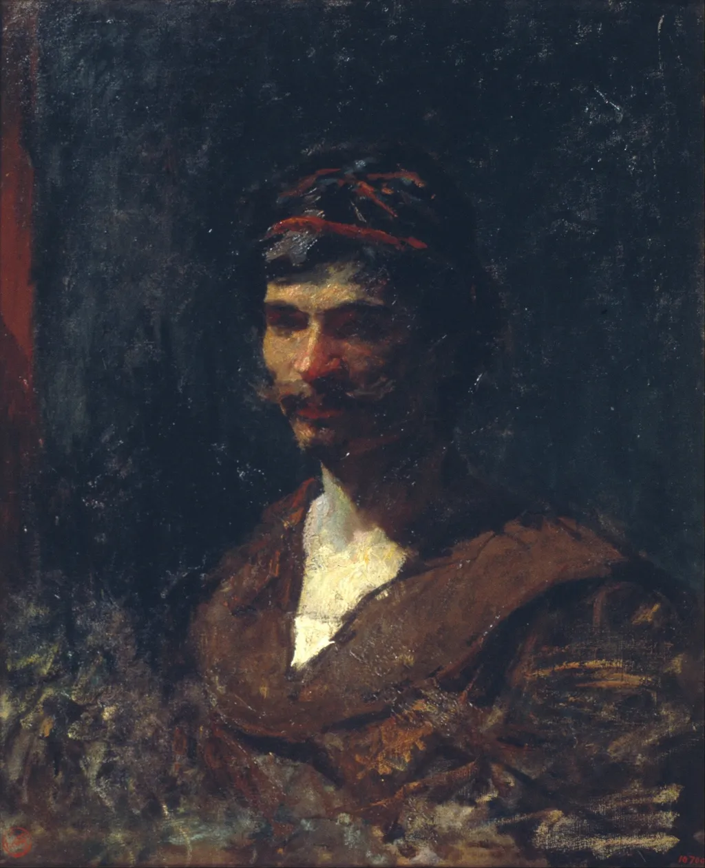 Bust of a Man. Allegory of Bacchus, by Mariano Fortuny Marsal, oil, 1868