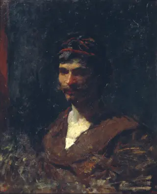 Bust of a Man. Allegory of Bacchus, by Mariano Fortuny Marsal, oil, 1868