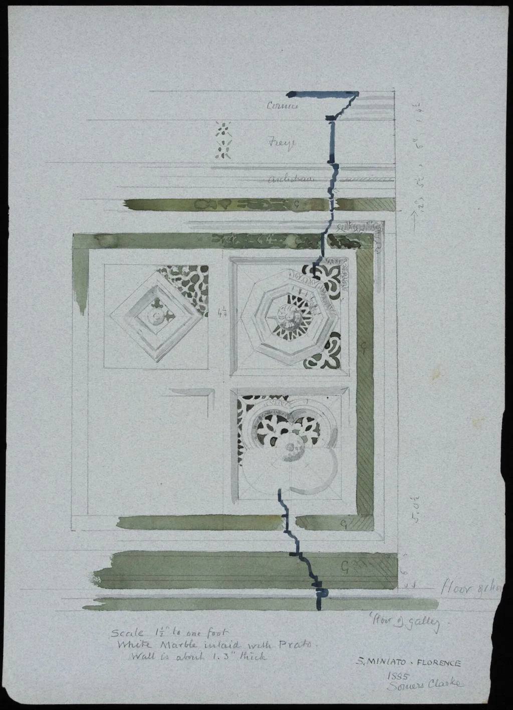 Details of marble inlay, Church of S. Miniato, Florence, by Somers Clarke, 1885