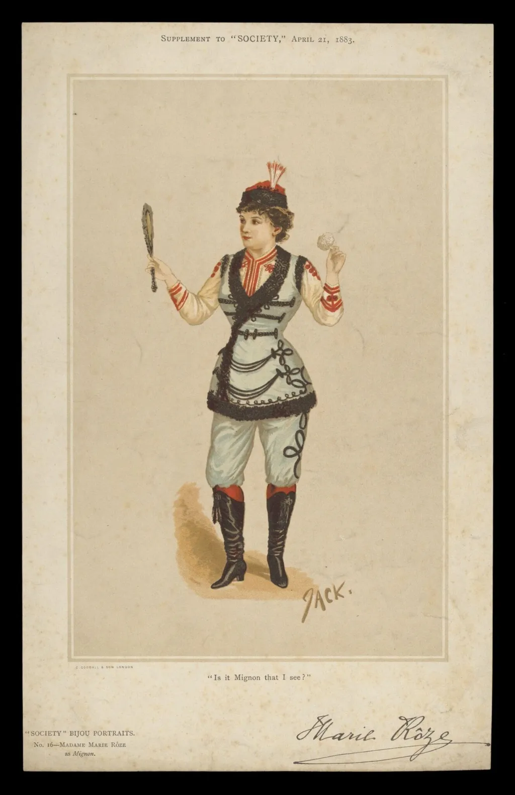 Madame Marie Rôze in the title role of Mignon, by Charles Goodall & Son Ltd, 21