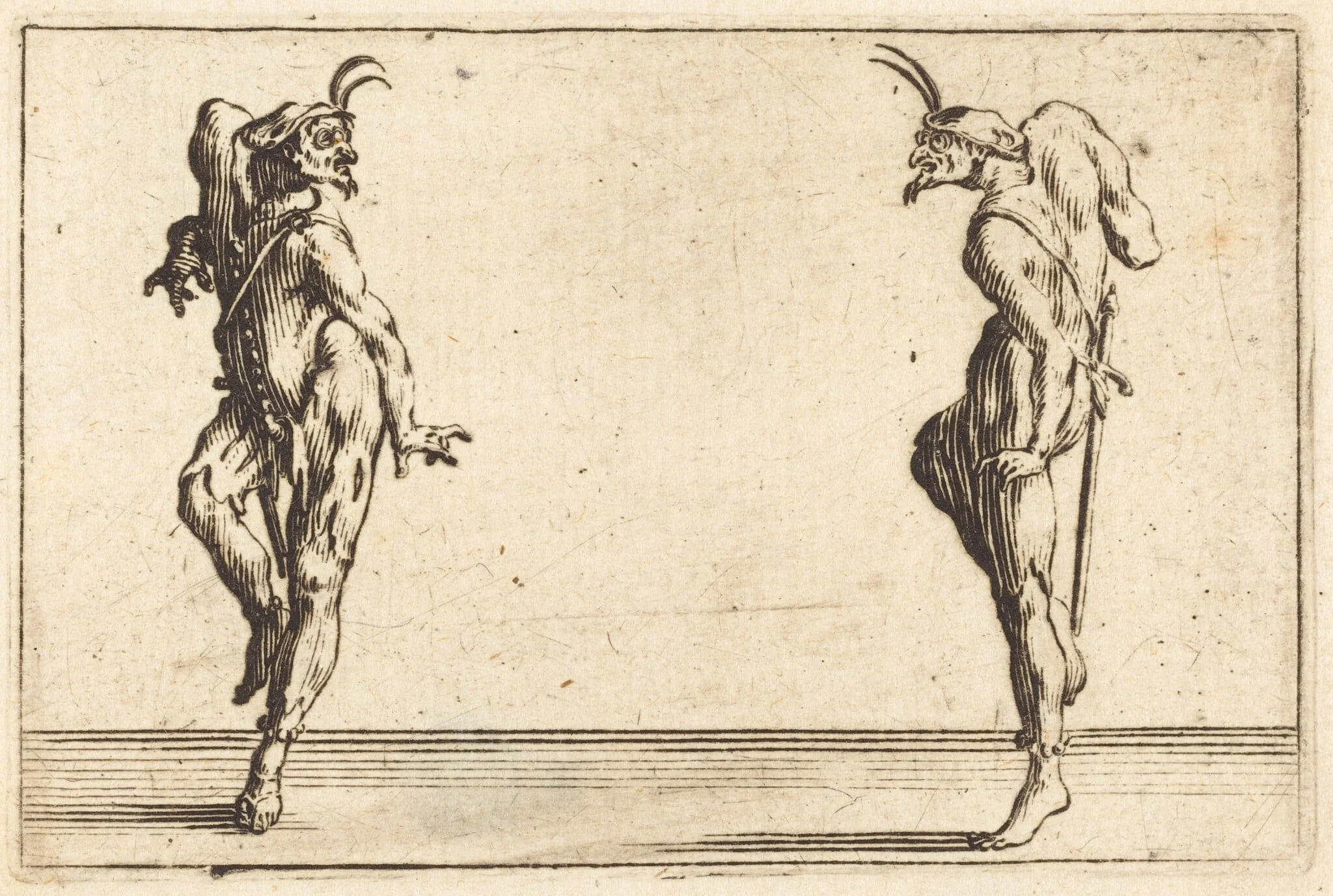 Two Pantaloons Dancing, detail