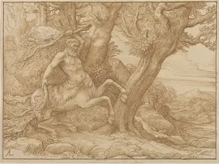 Centaur with Branches, by Alphonse Legros, ink, 1874