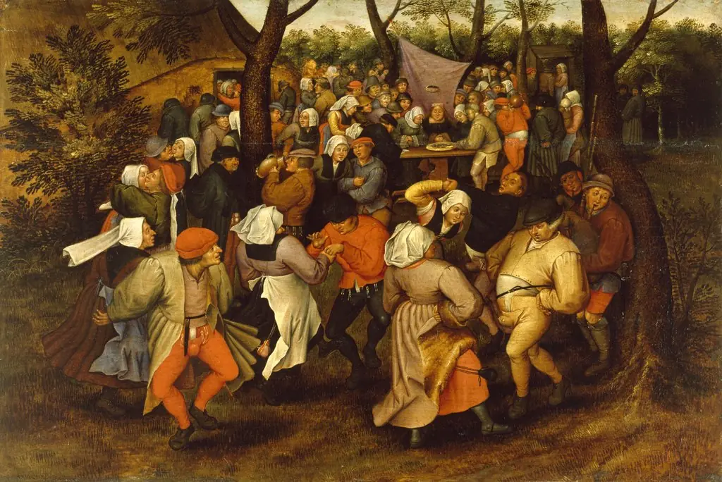 Peasant Wedding Dance, by Pieter Brueghel the Younger, oil, 1568