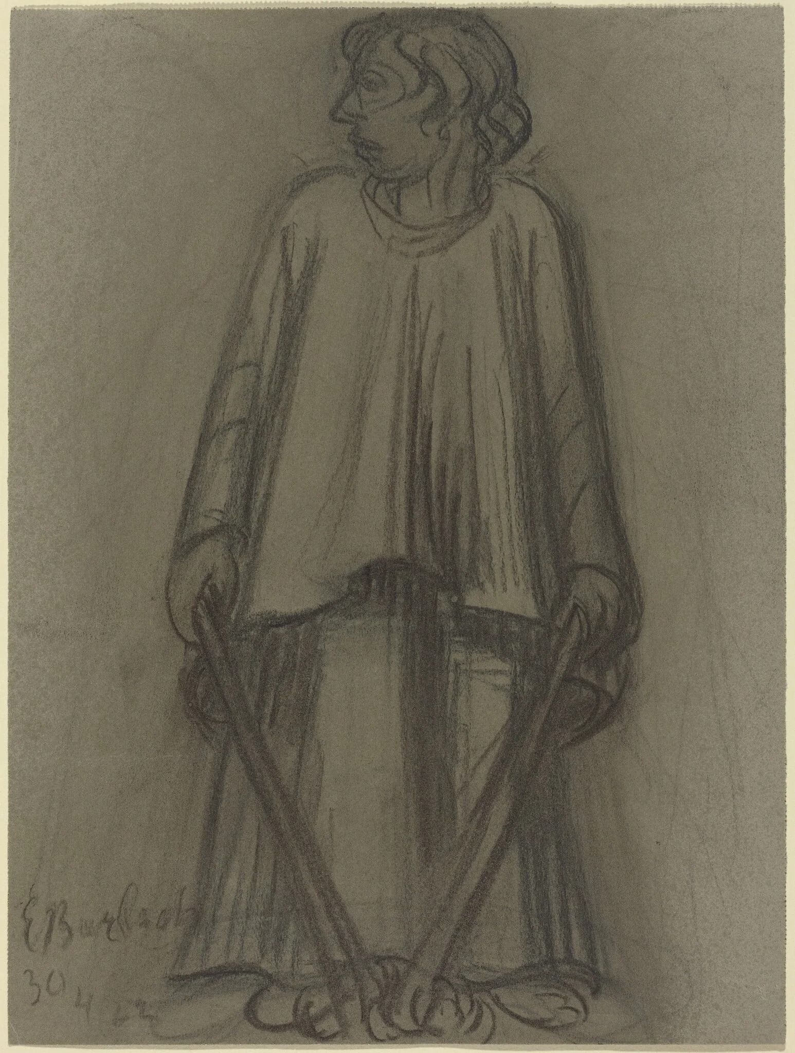 Standing Figure with Extinguished Torches, detail
