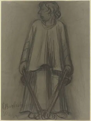 Standing Figure with Extinguished Torches, by Ernst Barlach, charcoal, 1922
