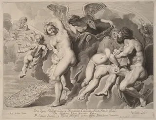Ixion Deceived by Juno, by Pieter van Sompel, ink, 1601