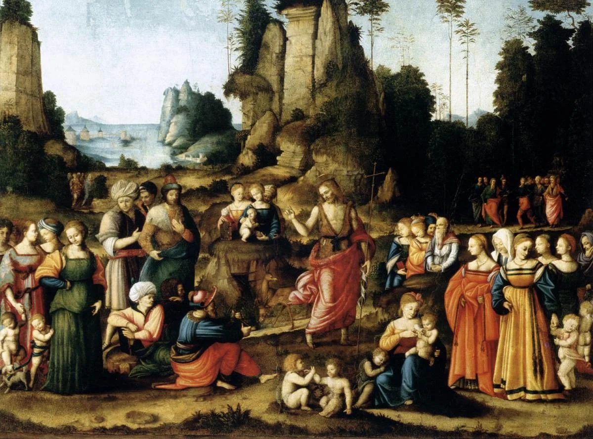 The Preaching of Saint John the Baptist, detail