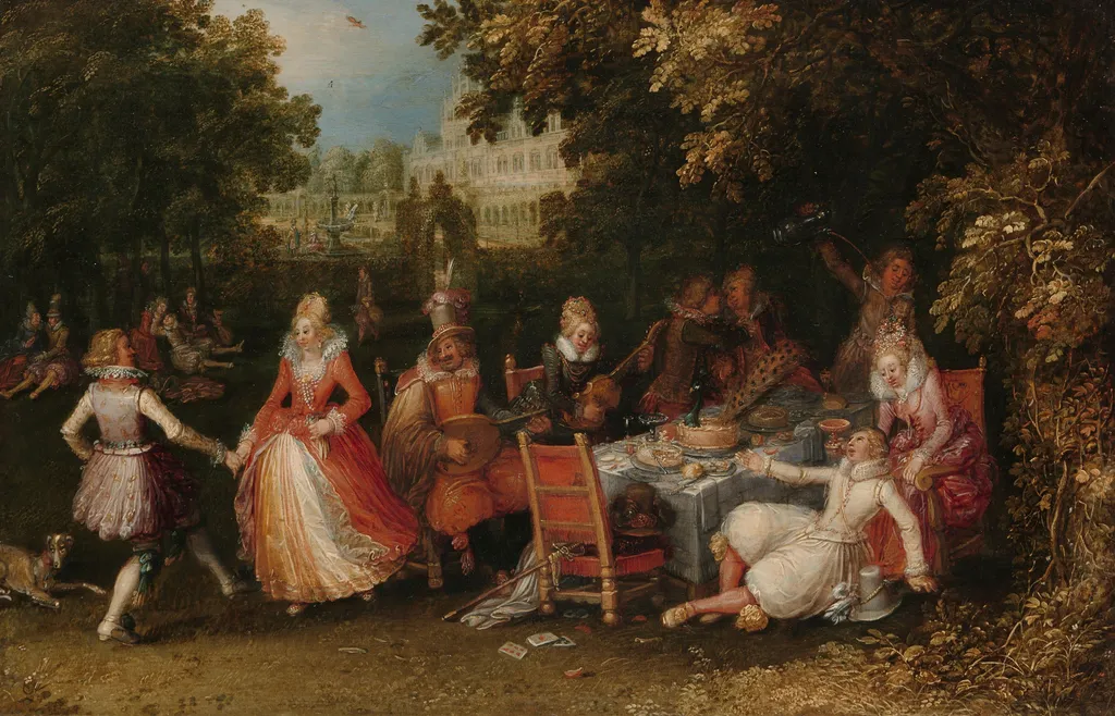 The fête champêtre, by David Vinckboons, oil, 1610