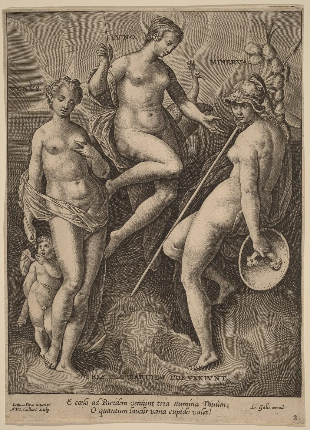 Venus, Juno and Minerva, by Adriaen Collaert, ink, 1587