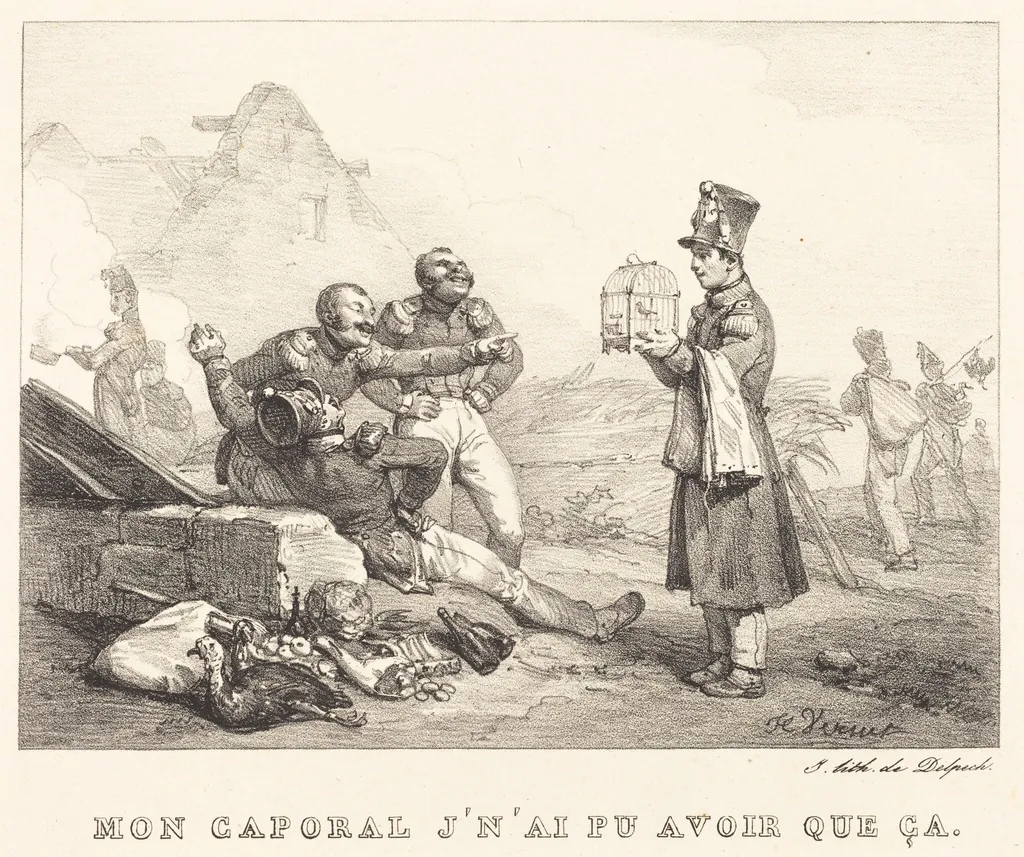 Mon Caporal, Je n'ai pu avons que ça, by Horace Vernet, ink, 1823