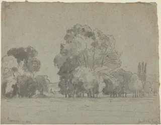 Grove of Trees, by Camille Pissarro, ink, 1859