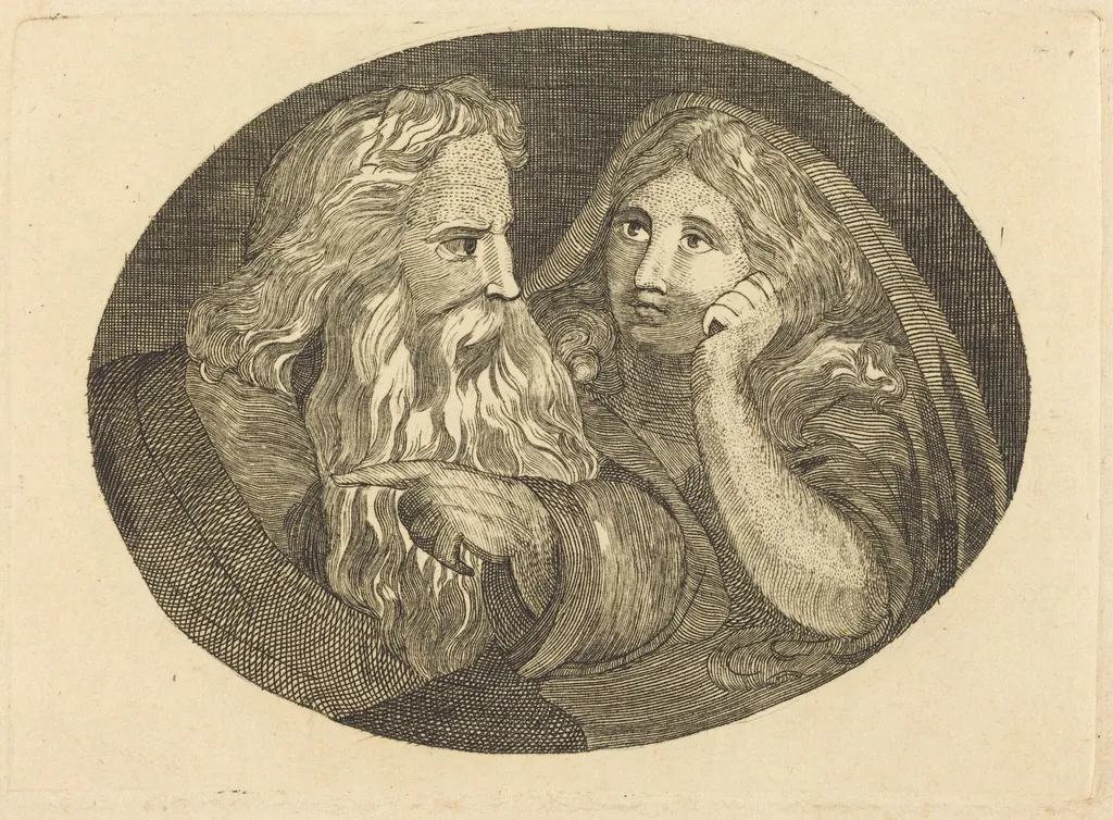 Lear and Cordelia, by Butts, Jr., Thomas, ink, 1807