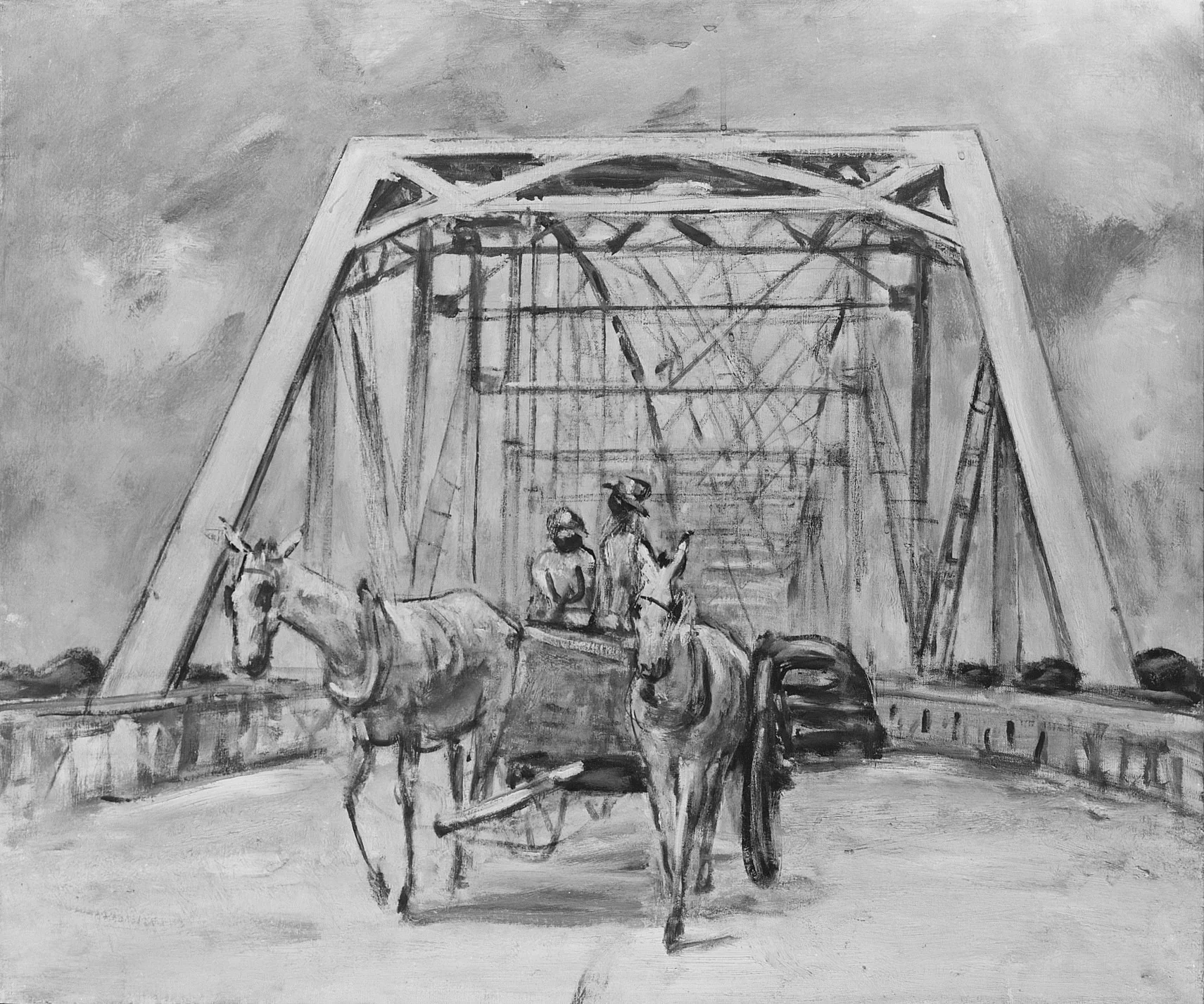 White Mules on a Bridge, detail