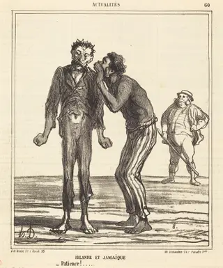 Irlande et Jamaique - Patience!..., by Honoré Daumier, ink, 1866