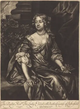 The Right Honorable Lady Elizabeth Butler, Countess of Chesterfield, by Alexander Browne, ink, 1680