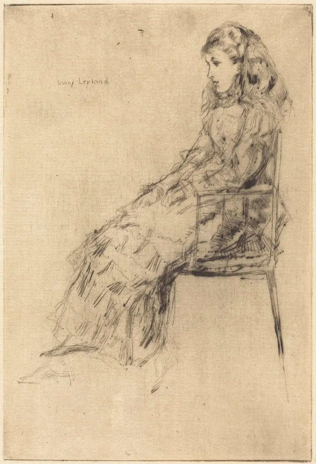 Fanny Leyland, by James McNeill Whistler, ink, 1873
