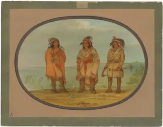 Seneca Chief, Red Jacket, with Two Warriors, by George Catlin, oil, 1865